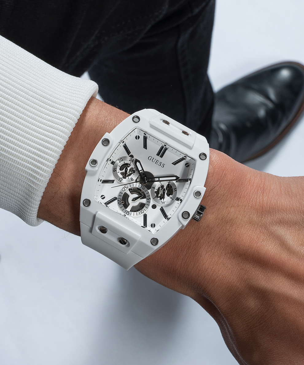  Shop Authentic Guess Phoenix Multifunction White Dial White Rubber Strap Watch for Men - GW0203G2 - Luxxuri
