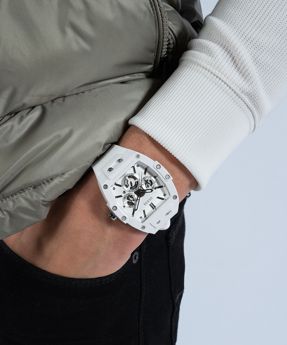  Shop Authentic Guess Phoenix Multifunction White Dial White Rubber Strap Watch for Men - GW0203G2 - Luxxuri