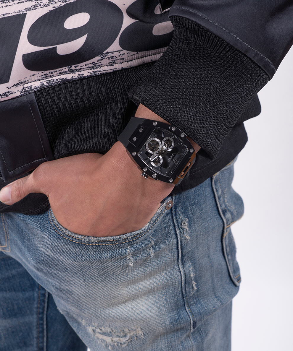  Shop Authentic Guess Phoenix Multifunction Black Dial Black Rubber Strap Watch for Men - GW0203G3 - Luxxuri