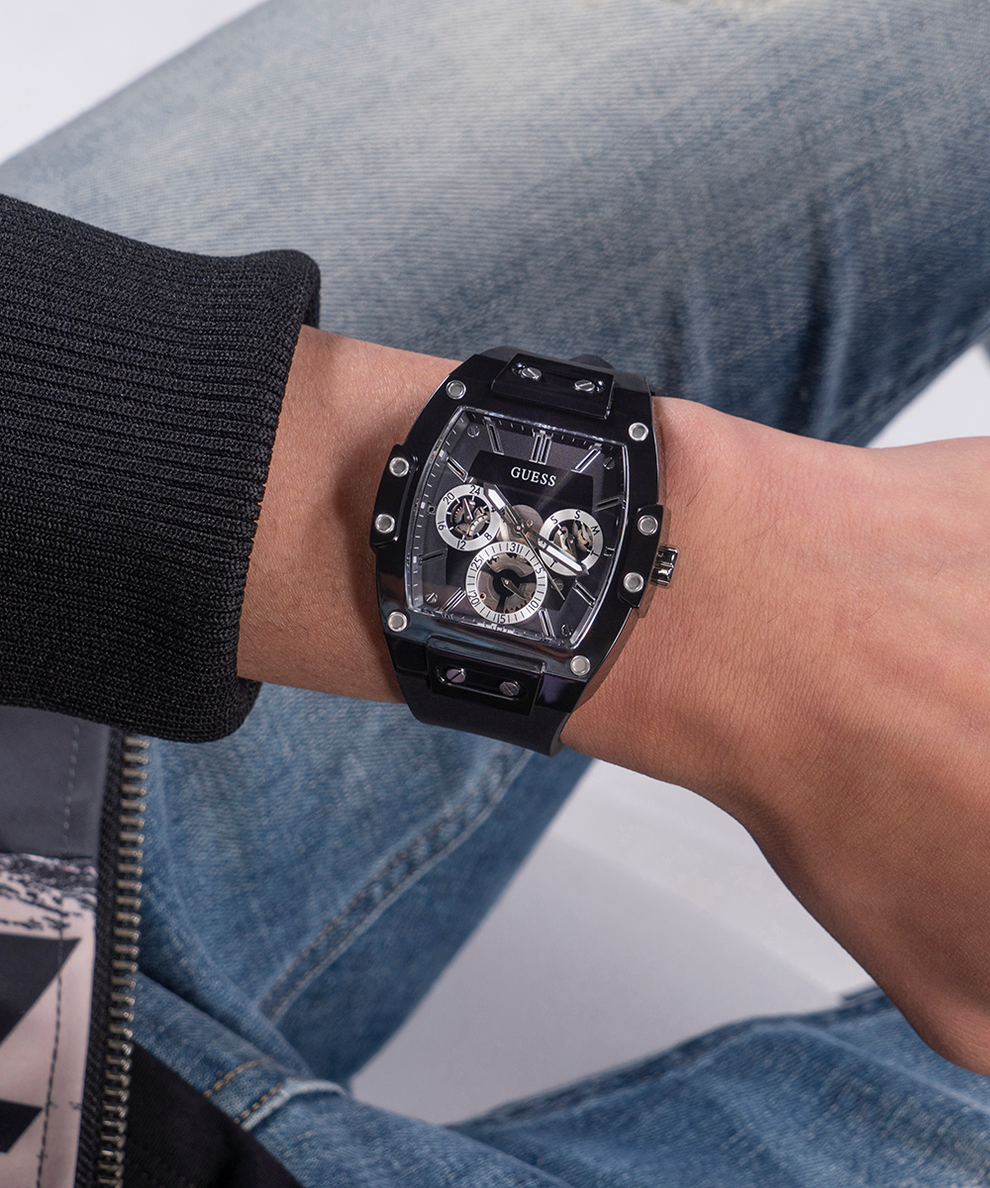  Shop Authentic Guess Phoenix Multifunction Black Dial Black Rubber Strap Watch for Men - GW0203G3 - Luxxuri