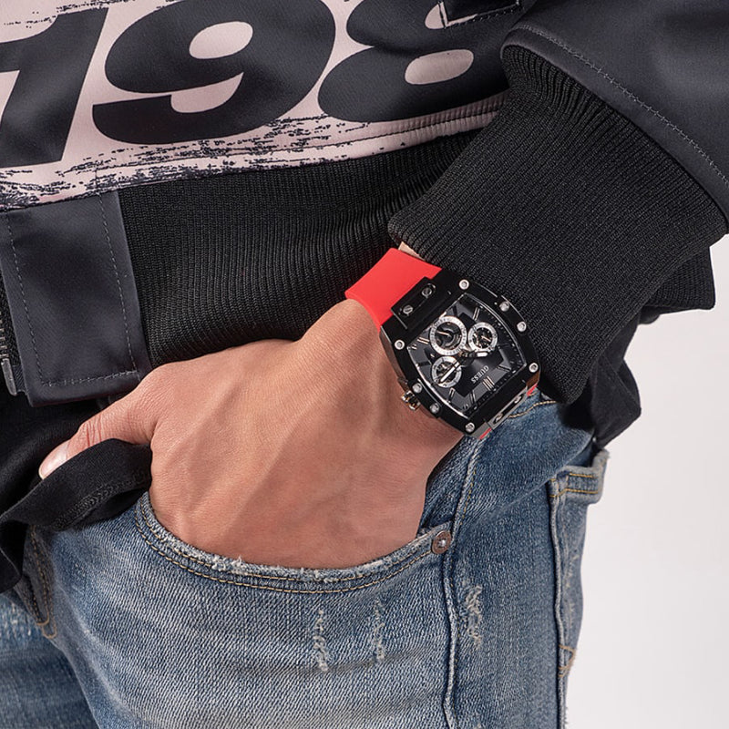  Shop Authentic Guess Phoenix Multifunction Black Dial Red Rubber Strap Watch for Men - GW0203G4 - Luxxuri