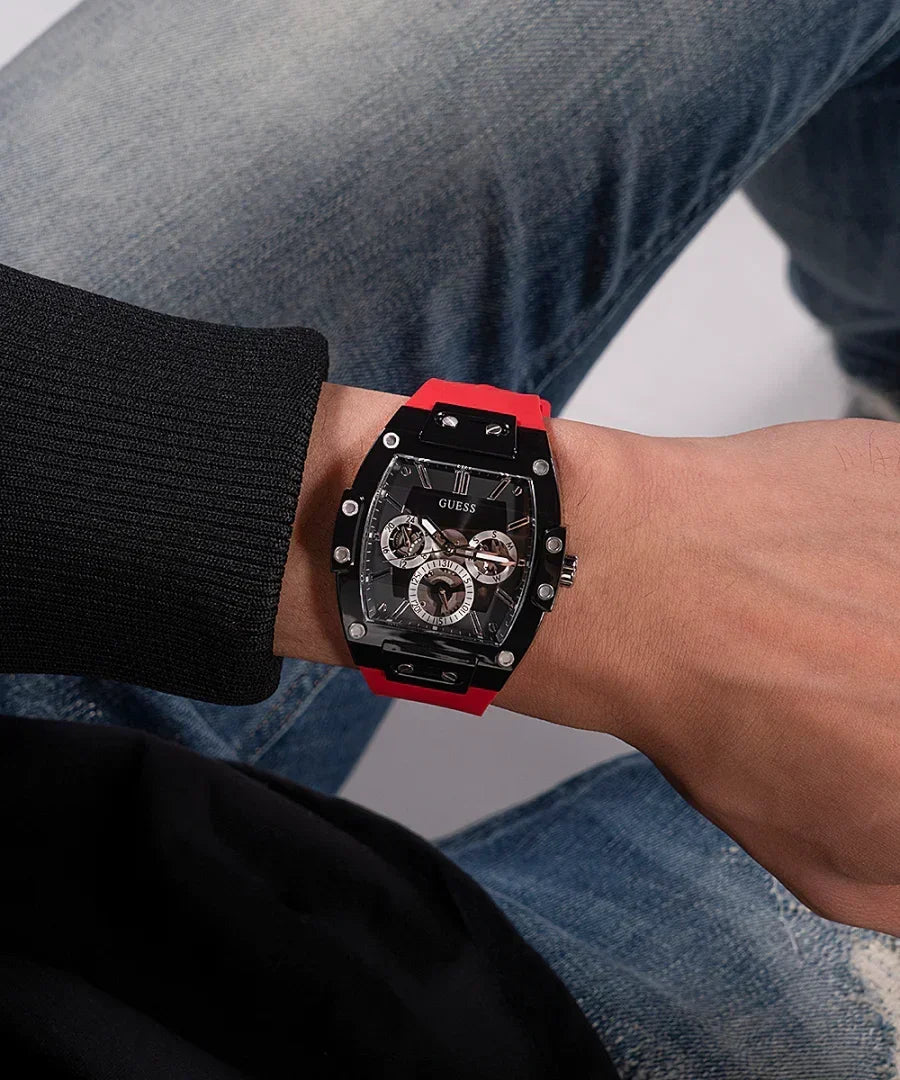  Shop Authentic Guess Phoenix Multifunction Black Dial Red Rubber Strap Watch for Men - GW0203G4 - Luxxuri