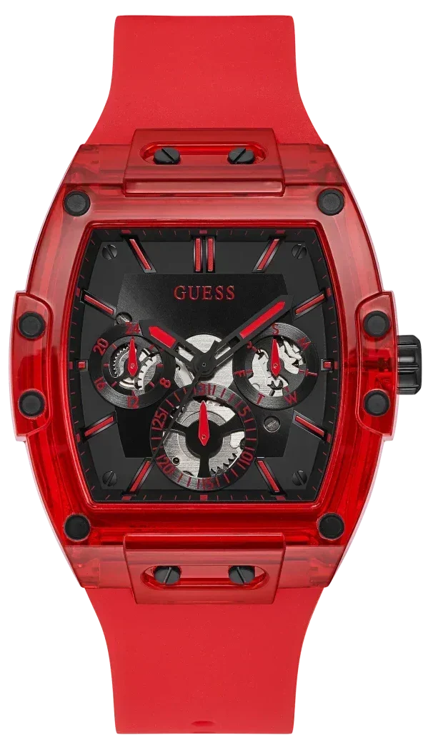  Shop Authentic Guess Phoenix Multifunction Black Dial Red Rubber Strap Watch for Men - GW0203G5 - Luxxuri
