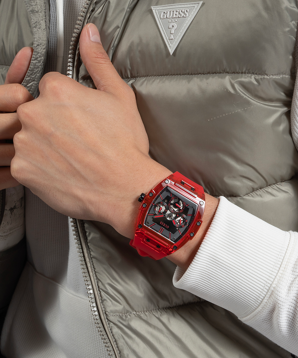  Shop Authentic Guess Phoenix Multifunction Black Dial Red Rubber Strap Watch for Men - GW0203G5 - Luxxuri