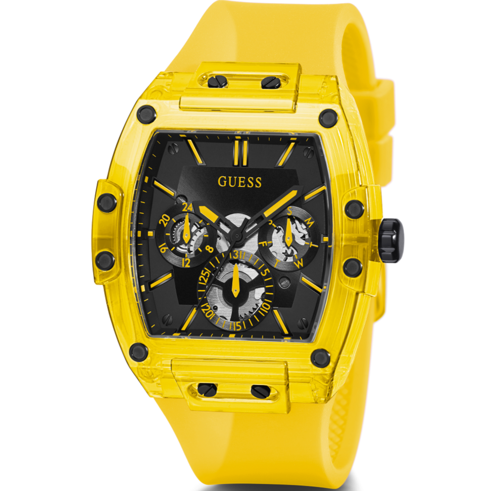  Shop Authentic Guess Phoenix Multi Function Black Dial Yellow Rubber Strap Watch for Men - GW0203G6 - Luxxuri
