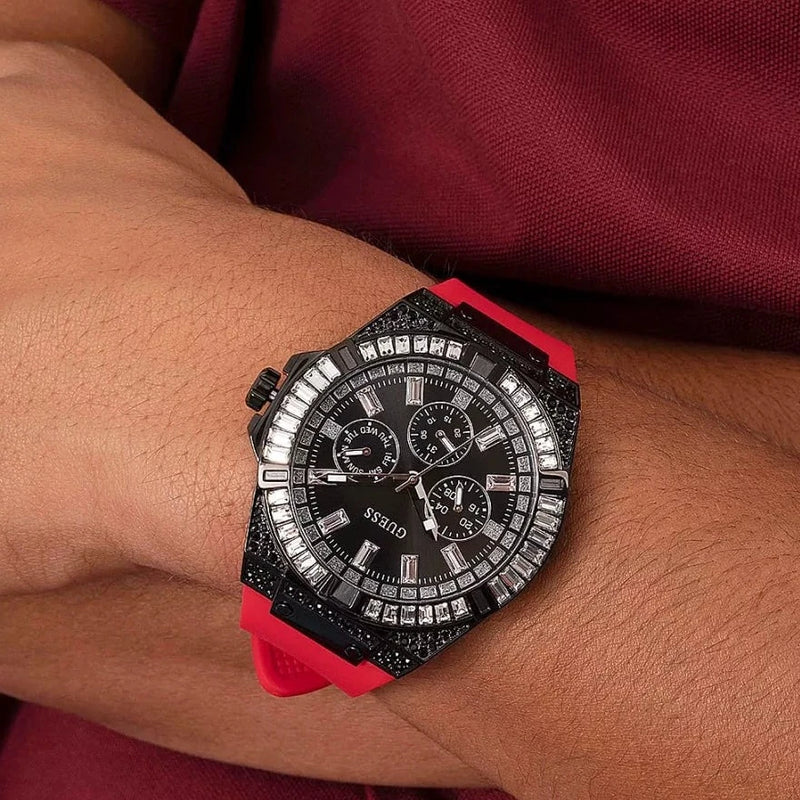  Shop Authentic Guess Mainline Multifunction Crystals Black Dial Red Silicone Strap Watch For Men - GW0208G6 - Luxxuri