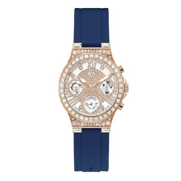  Shop Authentic Guess Moonlight Diamonds White Dial Blue Rubber Strap Watch for Women - GW0257L3 - Luxxuri