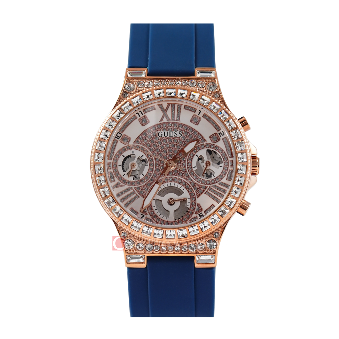  Shop Authentic Guess Moonlight Diamonds White Dial Blue Rubber Strap Watch for Women - GW0257L3 - Luxxuri