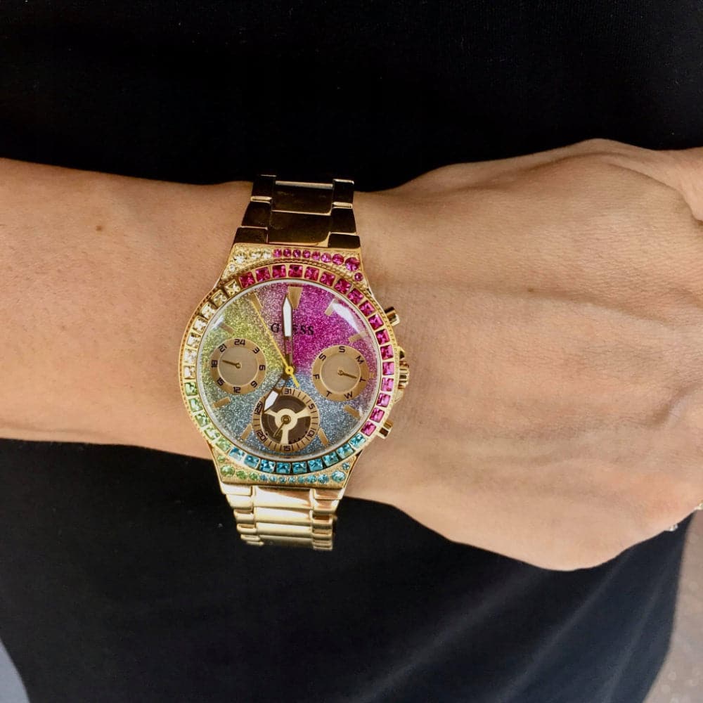  Shop Authentic Guess Sugarrush Quartz Multicolor Dial Gold Steel Strap Watch For Women - GW0258L1 - Luxxuri