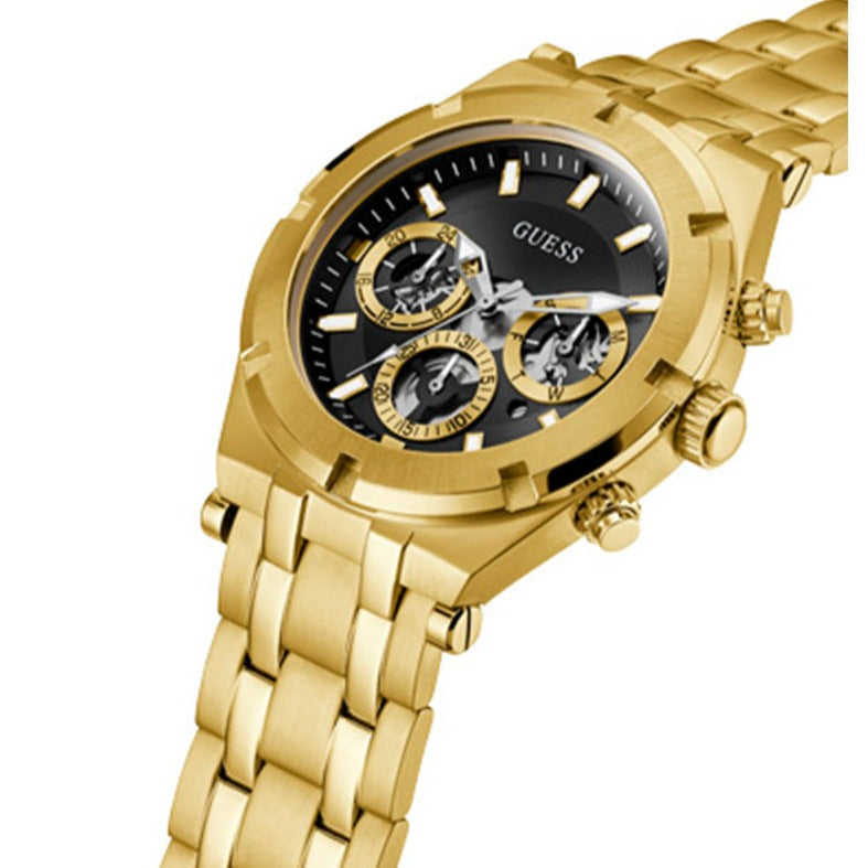  Shop Authentic Guess Continental Black Dial Gold Steel Strap Watch for Men - GW0260G2 - Luxxuri