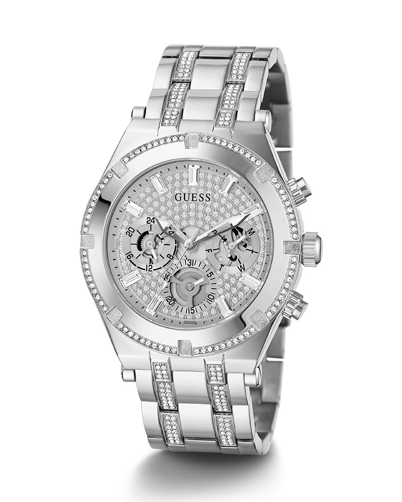  Shop Authentic Guess Continental Silver Dial Silver Steel Strap Watch for Men - GW0261G1 - Luxxuri
