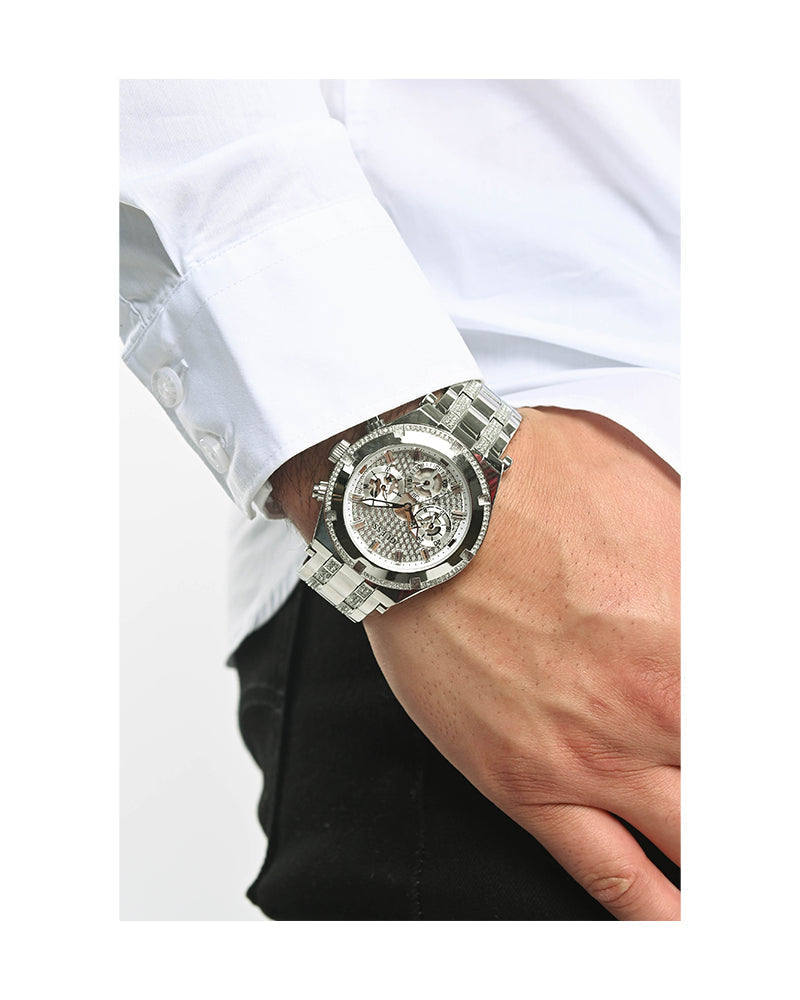  Shop Authentic Guess Continental Silver Dial Silver Steel Strap Watch for Men - GW0261G1 - Luxxuri