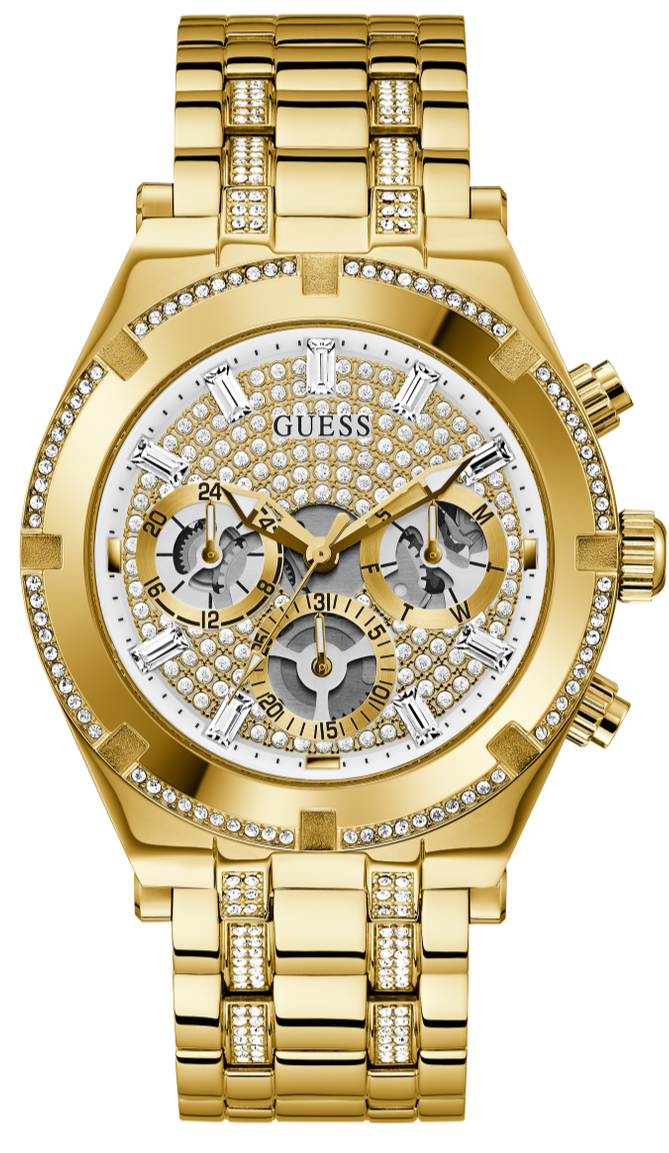  Shop Authentic Guess Continental Diamonds Gold Dial Gold Steel Strap Watch for Men - GW0261G2 - Luxxuri