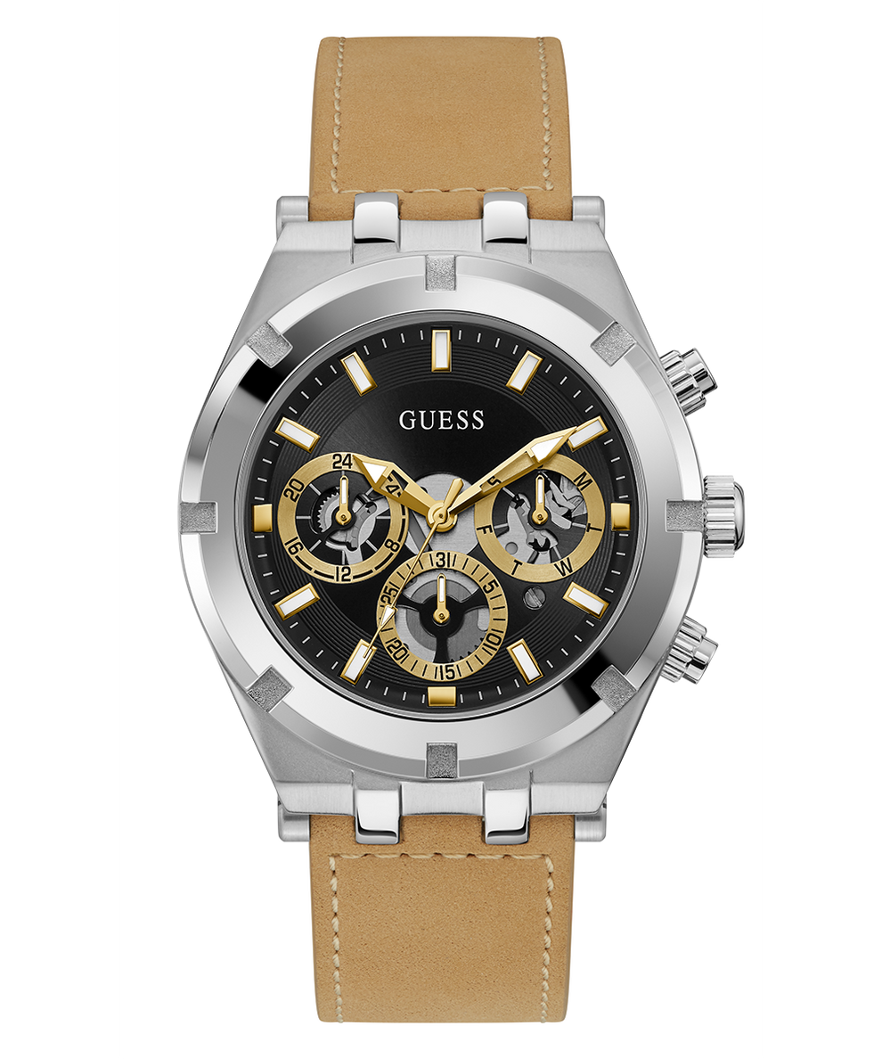 Shop Authentic Guess Continental Multifunction Black Dial Brown Leather Strap Watch for Men - GW0262G1 - Luxxuri