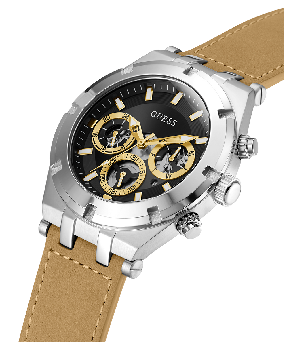  Shop Authentic Guess Continental Multifunction Black Dial Brown Leather Strap Watch for Men - GW0262G1 - Luxxuri