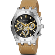  Shop Authentic Guess Continental Multifunction Black Dial Brown Leather Strap Watch for Men - GW0262G1 - Luxxuri