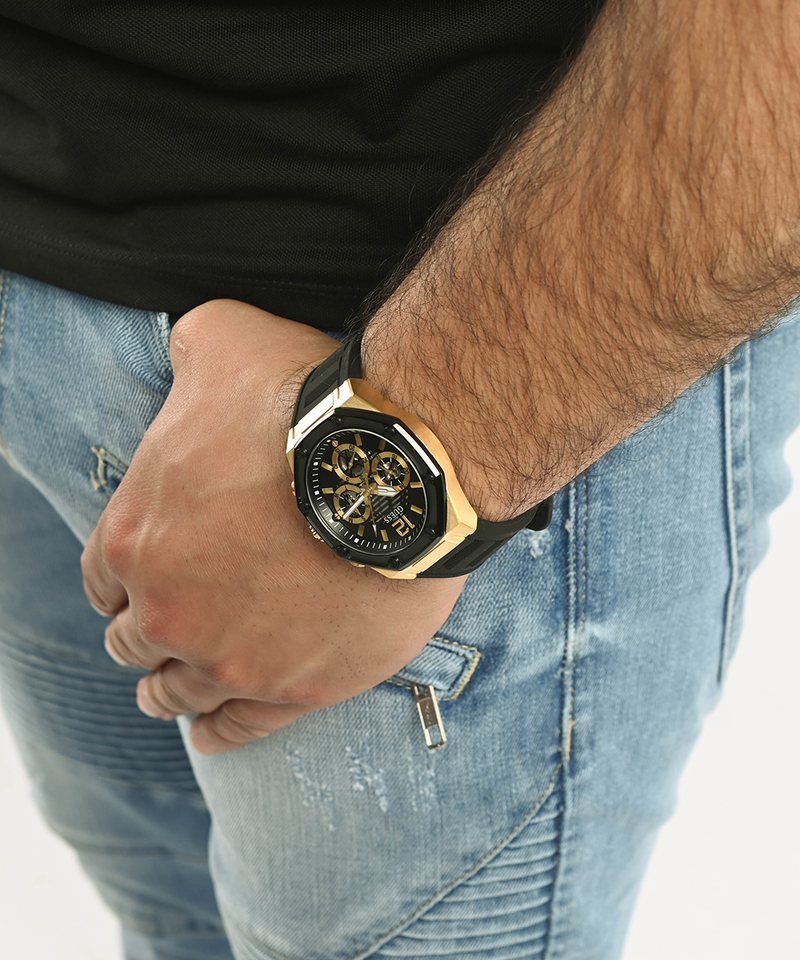  Shop Authentic Guess Momentum Black Dial Black Rubber Strap Watch for Men - GW0263G1 - Luxxuri