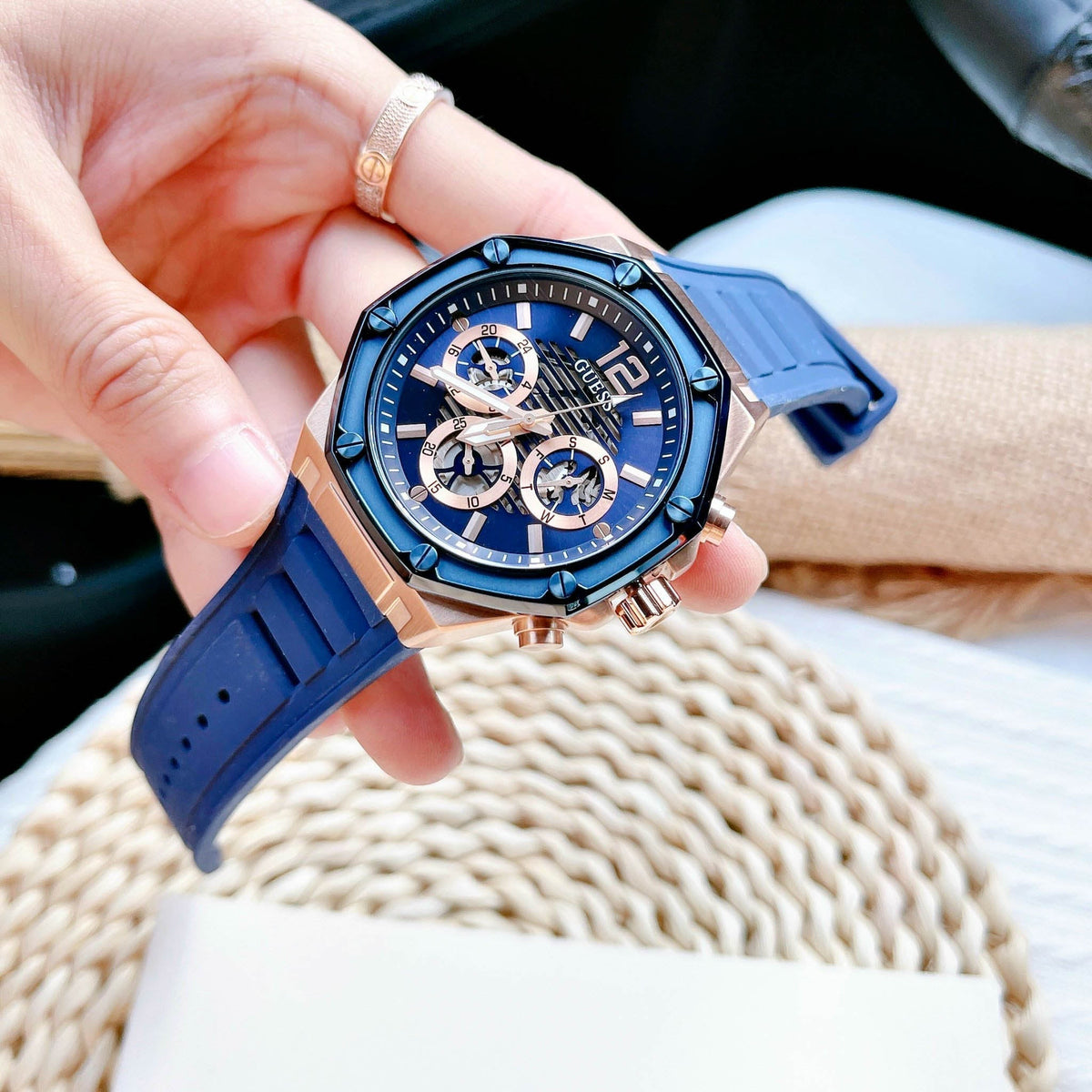  Shop Authentic Guess Momentum Chronograph Blue Dial Blue Rubber Strap Watch for Men - GW0263G2 - Luxxuri
