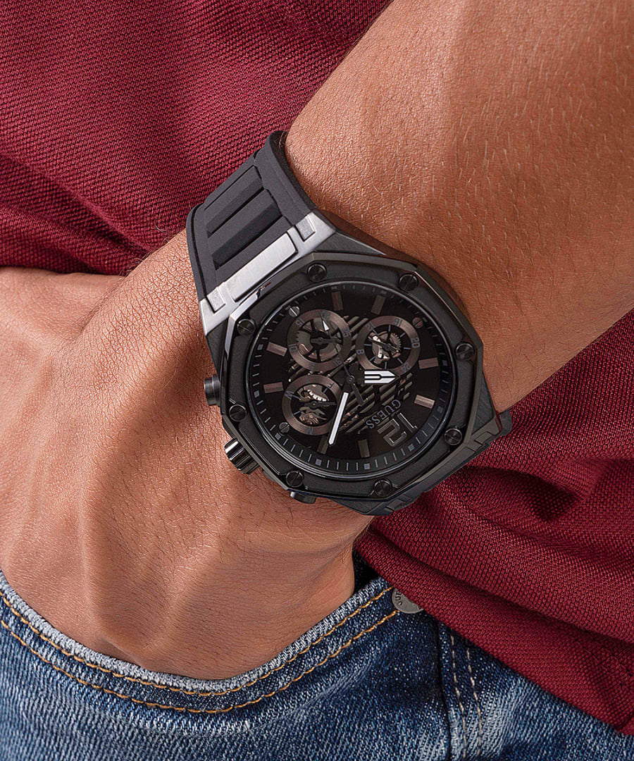  Shop Authentic Guess Momentum Black Dial Black Rubber Strap Watch for Men - GW0263G4 - Luxxuri