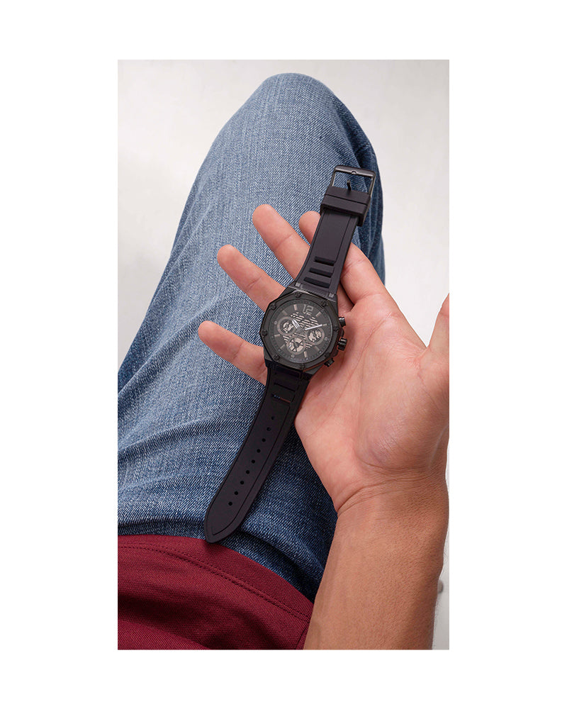  Shop Authentic Guess Momentum Black Dial Black Rubber Strap Watch for Men - GW0263G4 - Luxxuri