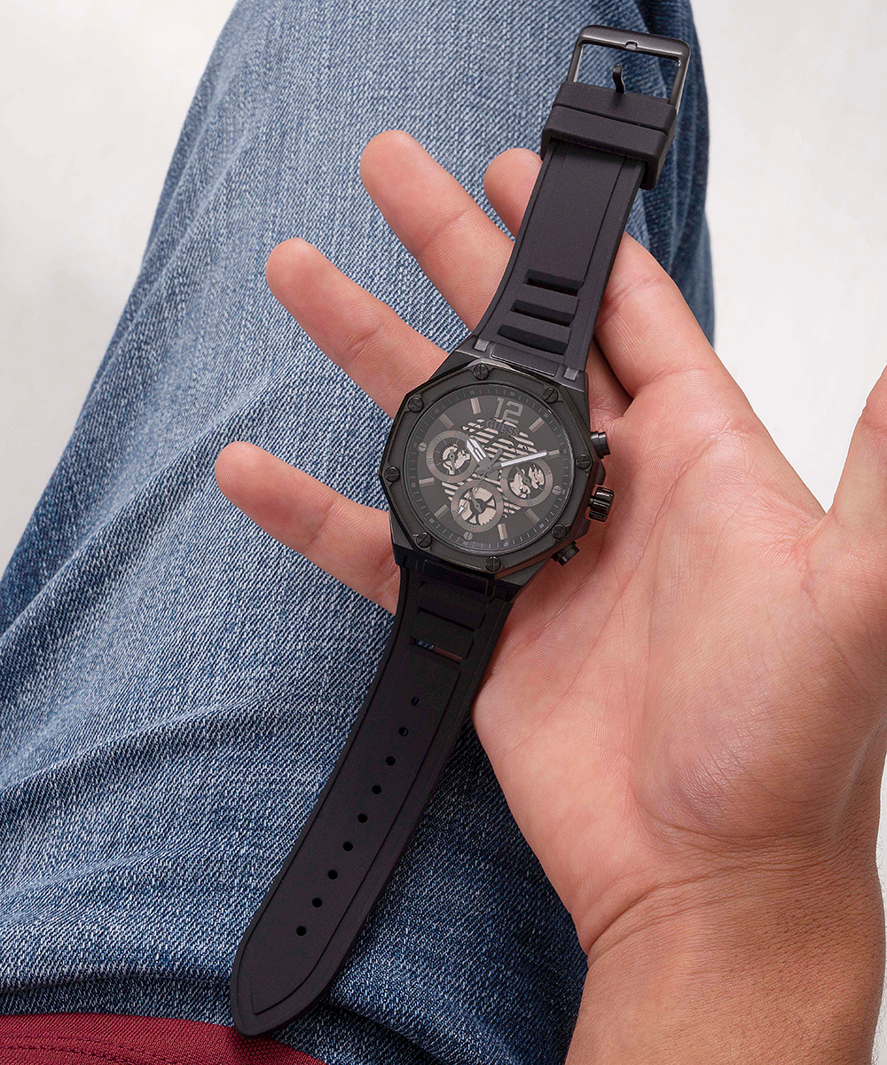  Shop Authentic Guess Momentum Black Dial Black Rubber Strap Watch for Men - GW0263G4 - Luxxuri