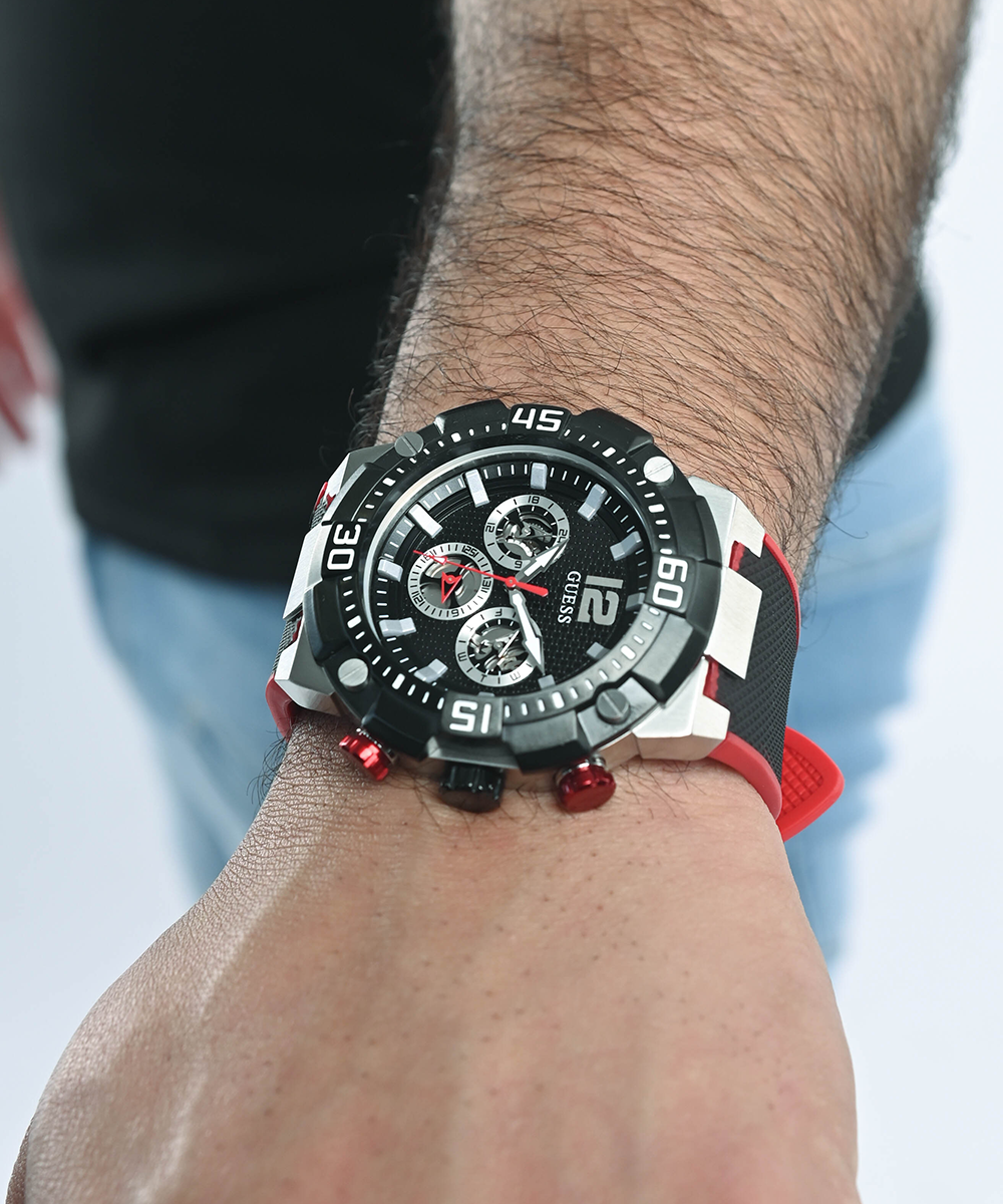  Shop Authentic Guess Navigator Black Dial Black Rubber Strap Watch for Men - GW0264G1 - Luxxuri