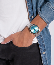  Shop Authentic Guess Connoisseur Turquoise Dial Silver Steel Strap Watch for Men - GW0265G11 - Luxxuri