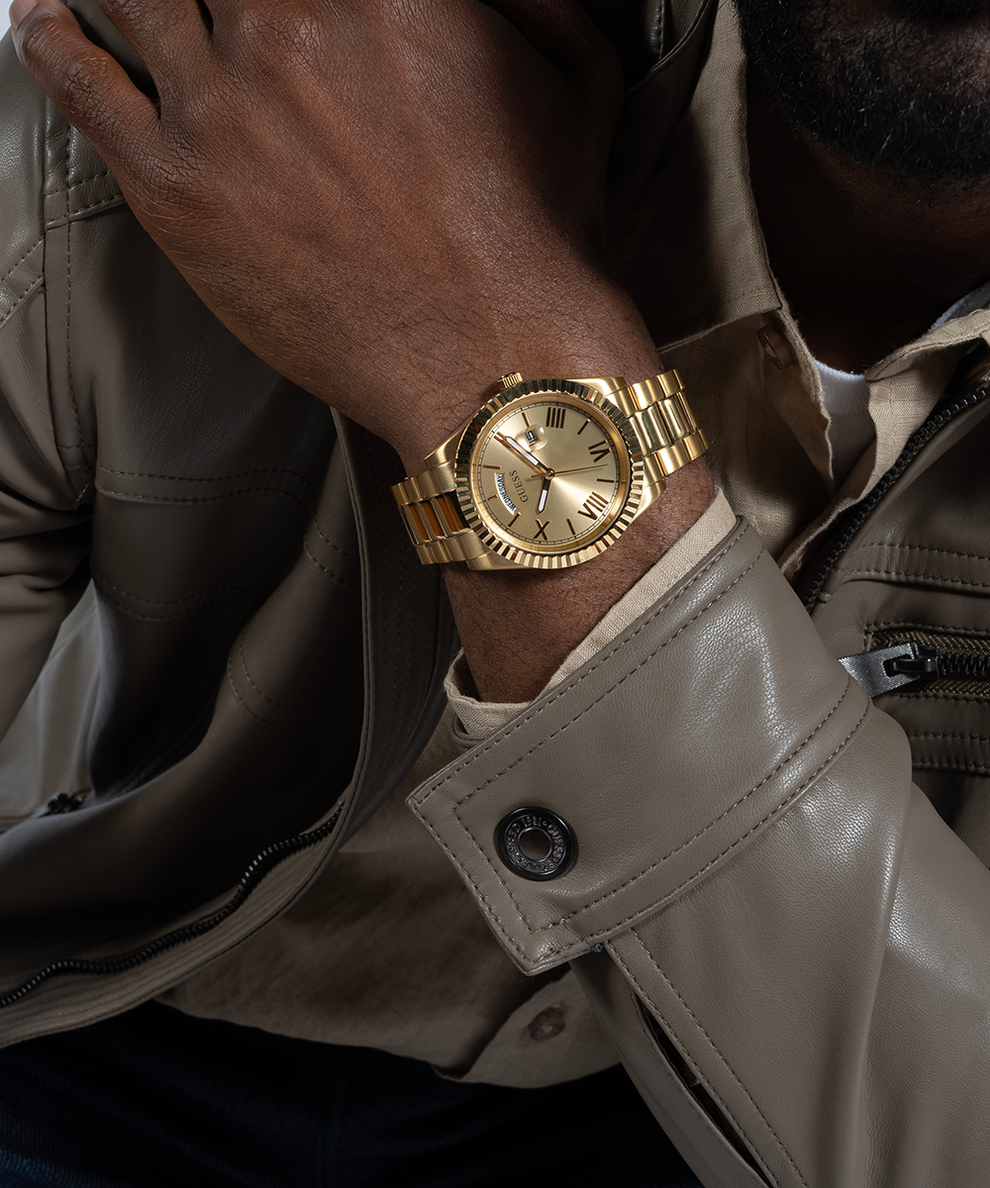  Shop Authentic Guess Connoisseur Gold Dial Gold Steel Strap Watch for Men - GW0265G2 - Luxxuri