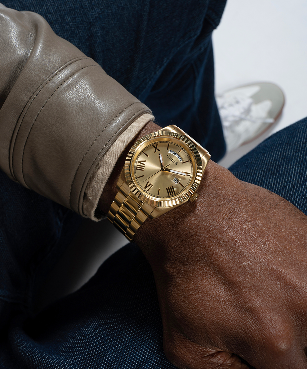  Shop Authentic Guess Connoisseur Gold Dial Gold Steel Strap Watch for Men - GW0265G2 - Luxxuri