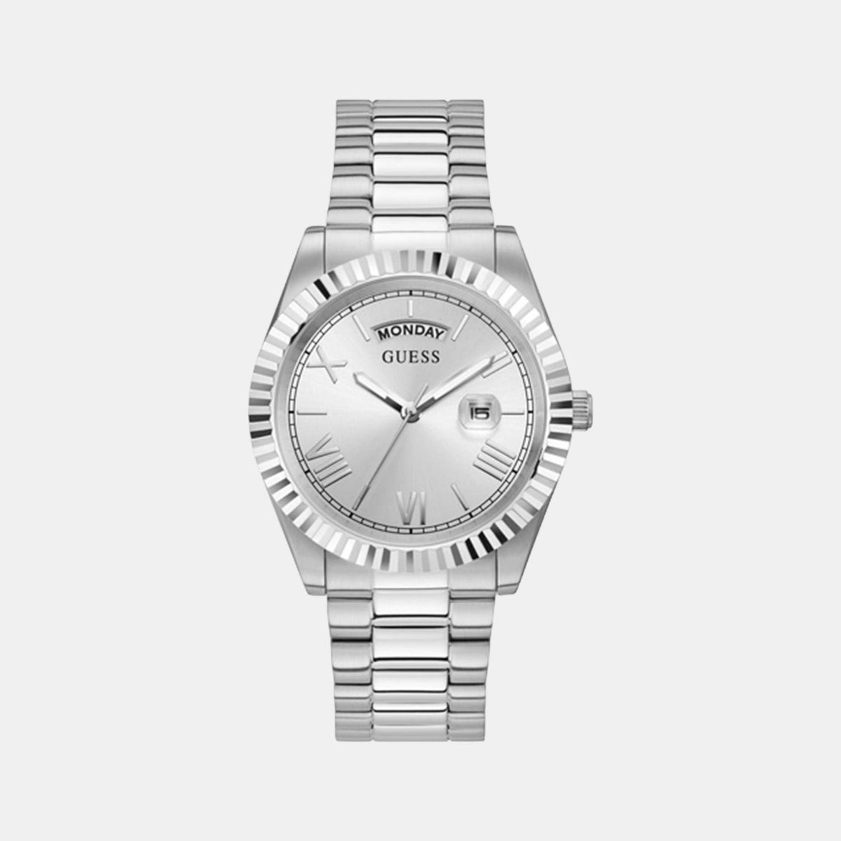  Shop Authentic Guess Connoisseur Silver Dial Silver Steel Strap Watch for Men - GW0265G6 - Luxxuri