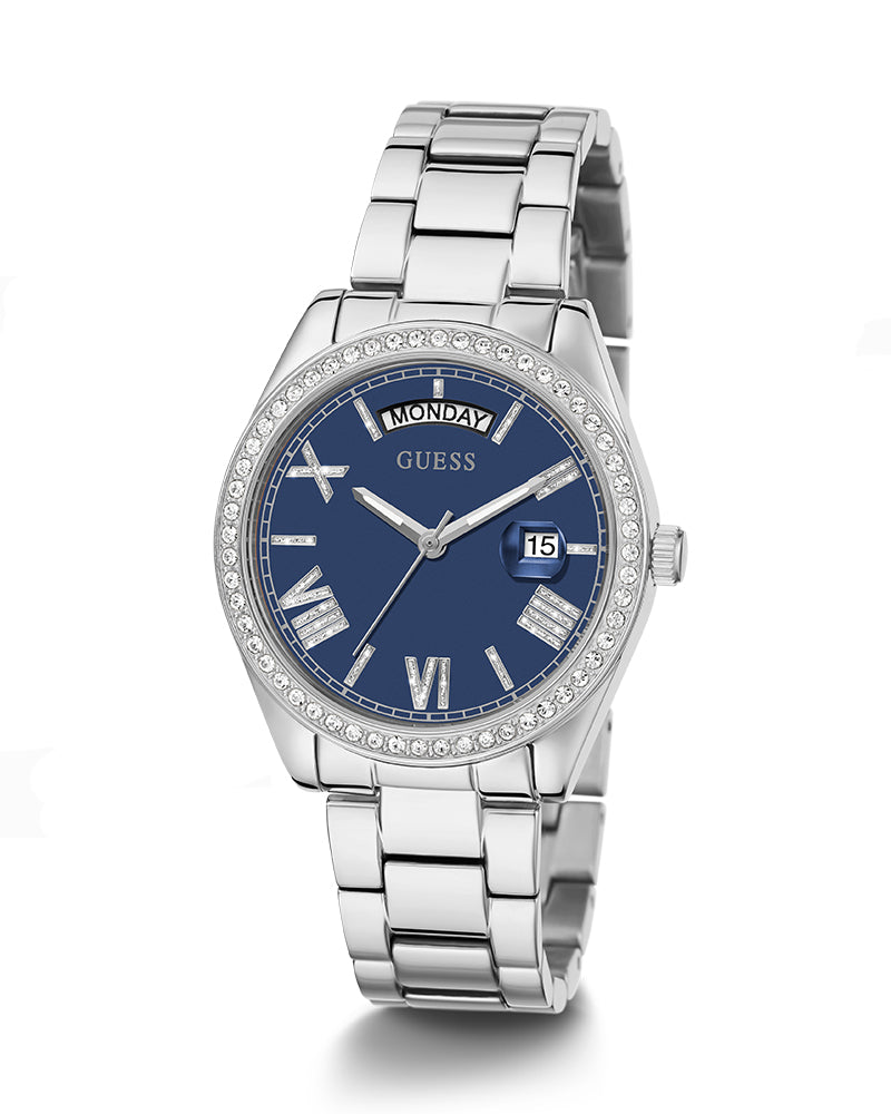  Shop Authentic Guess Luna Diamonds Blue Dial Silver Steel Strap Watch for Women - GW0307L1 - Luxxuri