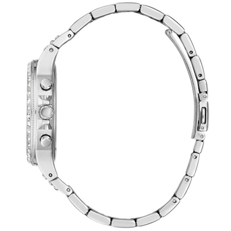  Shop Authentic Guess Moonlight Multi Function Diamonds Silver Dial Silver Steel Strap Watch for Women - GW0320L1 - Luxxuri