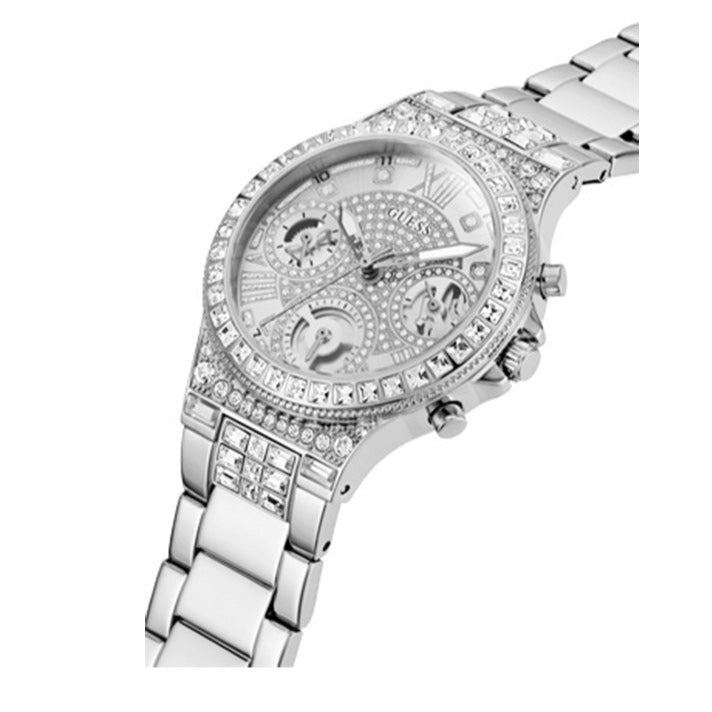  Shop Authentic Guess Moonlight Multi Function Diamonds Silver Dial Silver Steel Strap Watch for Women - GW0320L1 - Luxxuri