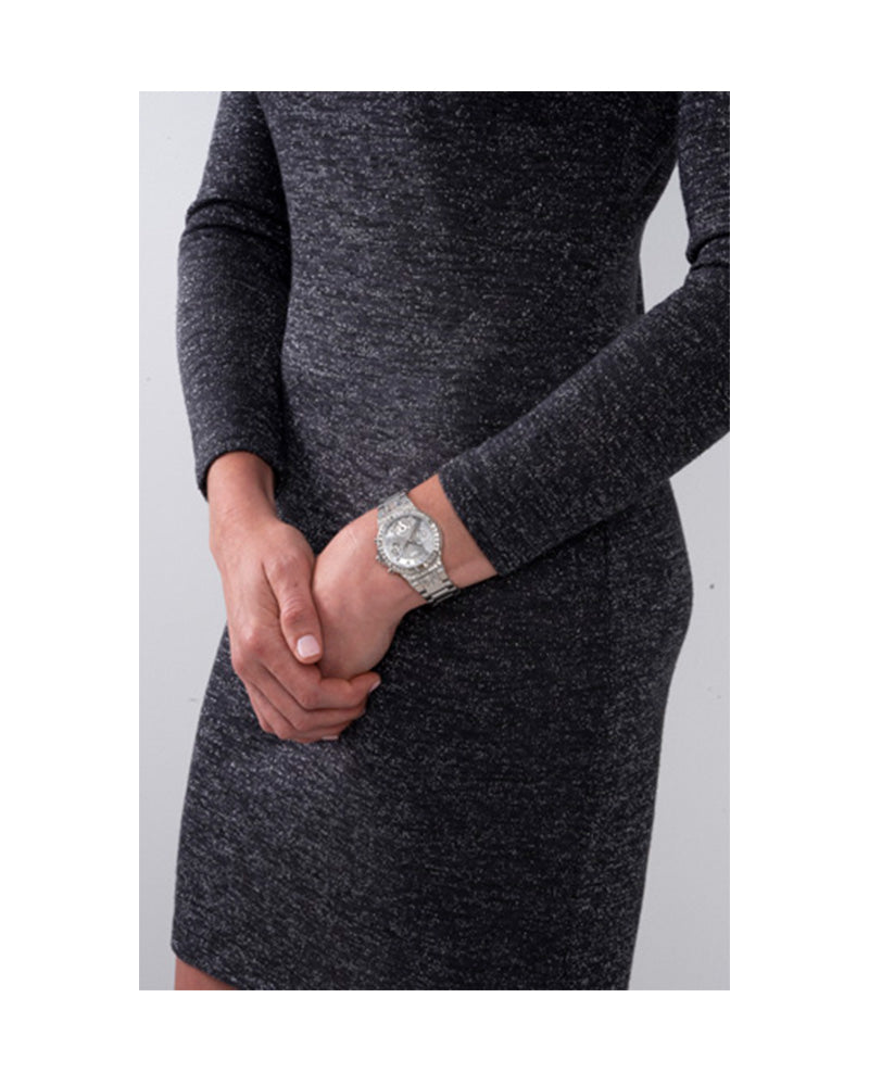  Shop Authentic Guess Moonlight Multi Function Diamonds Silver Dial Silver Steel Strap Watch for Women - GW0320L1 - Luxxuri