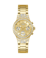 Shop Authentic Guess Moonlight Multi Function Diamonds Gold Dial Gold Steel Strap Watch for Women - GW0320L2 - Luxxuri