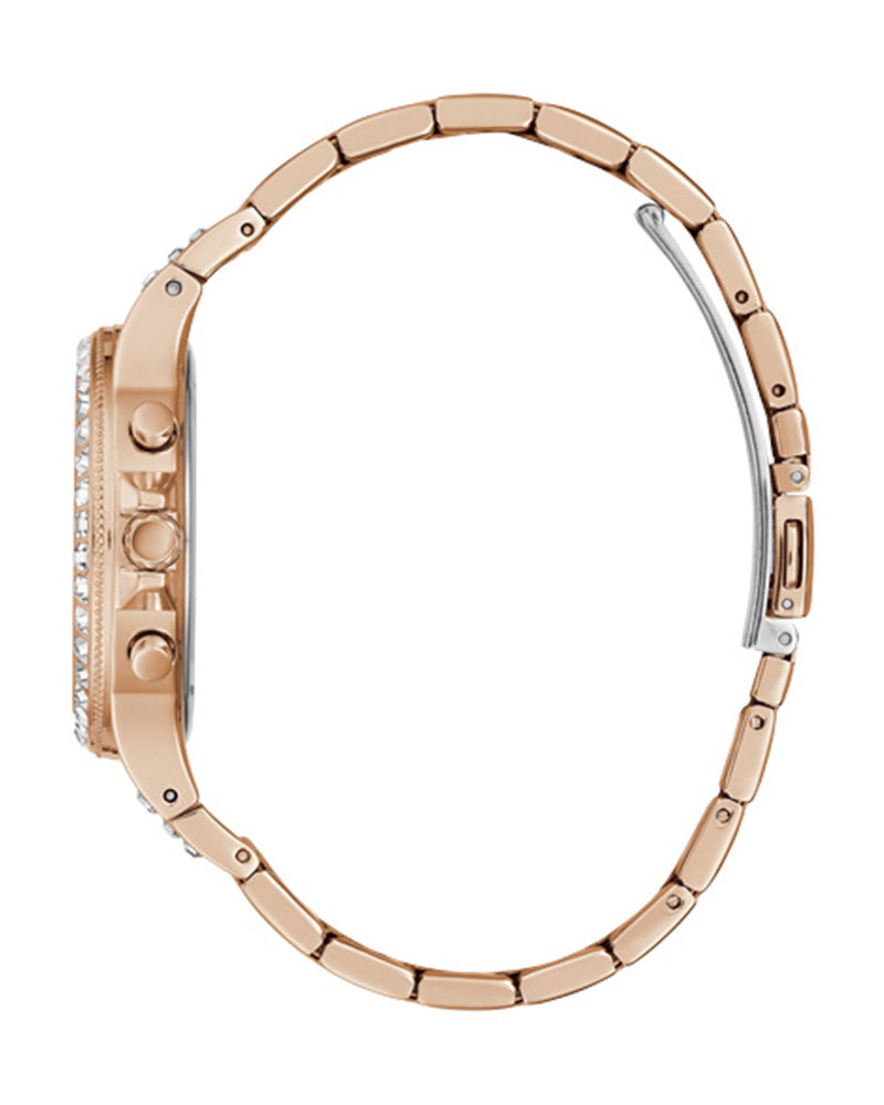  Shop Authentic Guess Moonlight Multi Function Diamonds White Dial Rose Gold Steel Strap Watch for Women - GW0320L3 - Luxxuri