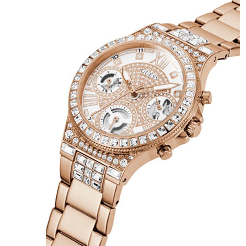  Shop Authentic Guess Moonlight Multi Function Diamonds White Dial Rose Gold Steel Strap Watch for Women - GW0320L3 - Luxxuri