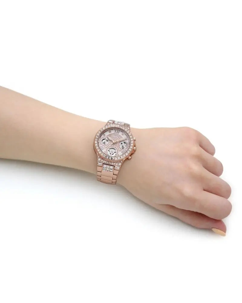  Shop Authentic Guess Glitz Multi Function Diamonds Pink Dial Rose Gold Steel Strap Watch for Women - GW0320L6 - Luxxuri