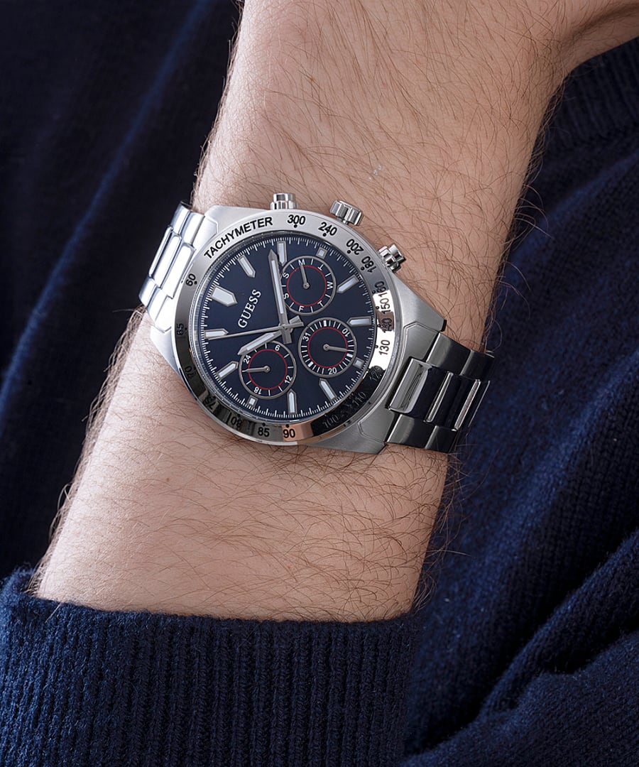  Shop Authentic Guess Altitude Chronograph Blue Dial Silver Steel Strap Watch for Men - GW0329G1 - Luxxuri