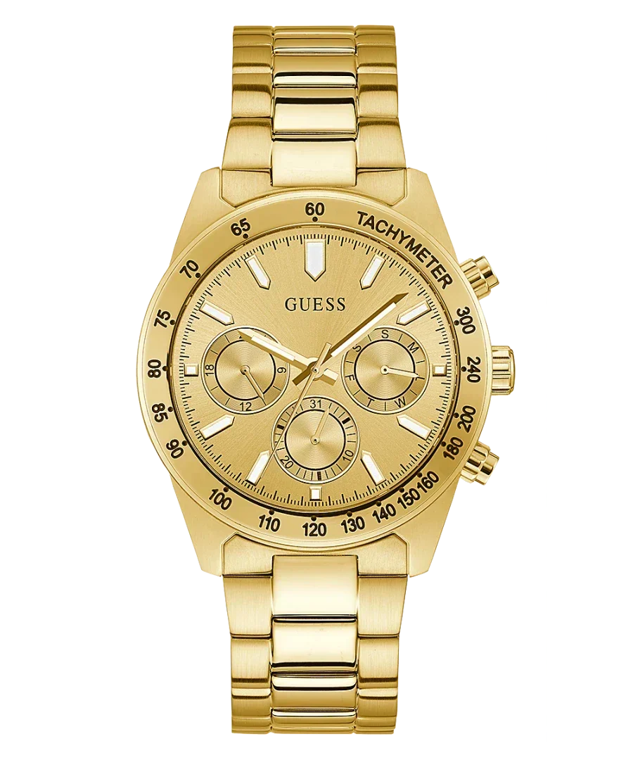  Shop Authentic Guess Analog Chronograph Gold Dial Gold Steel Strap Watch for Men - GW0329G3 - Luxxuri