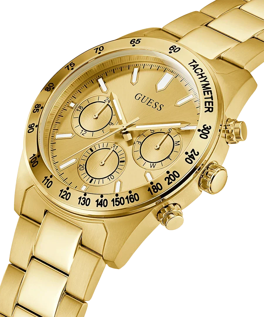  Shop Authentic Guess Analog Chronograph Gold Dial Gold Steel Strap Watch for Men - GW0329G3 - Luxxuri