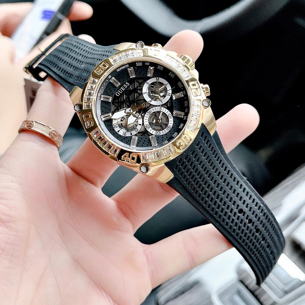  Shop Authentic Guess Trophy Multifunction Black Dial Black Rubber Strap Watch for Men - GW0333G2 - Luxxuri