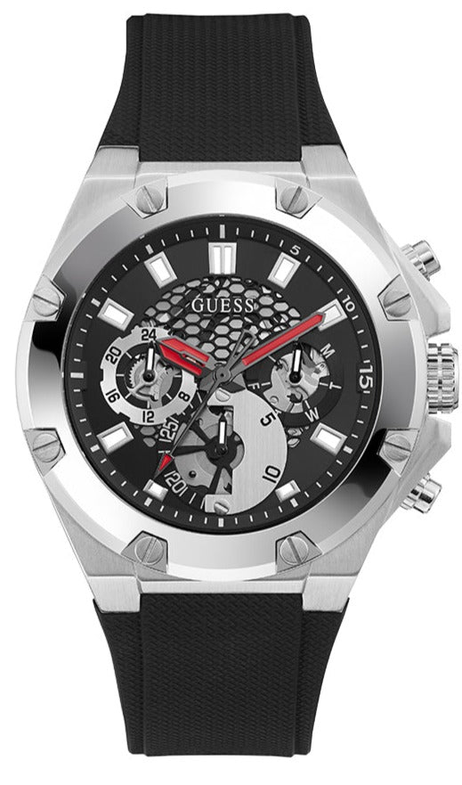  Shop Authentic Guess Third Grear Multi Function Black Dial Black Rubber Strap Watch for Men- GW0334G1 - Luxxuri