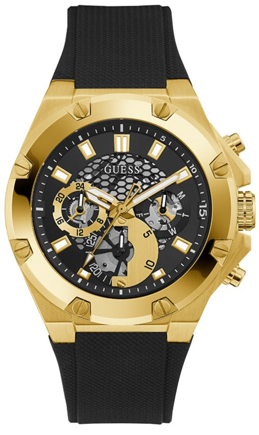 Shop Authentic Guess Third Gear Multifunction Black Dial Black Rubber Strap Watch for Men - GW0334G2 - Luxxuri