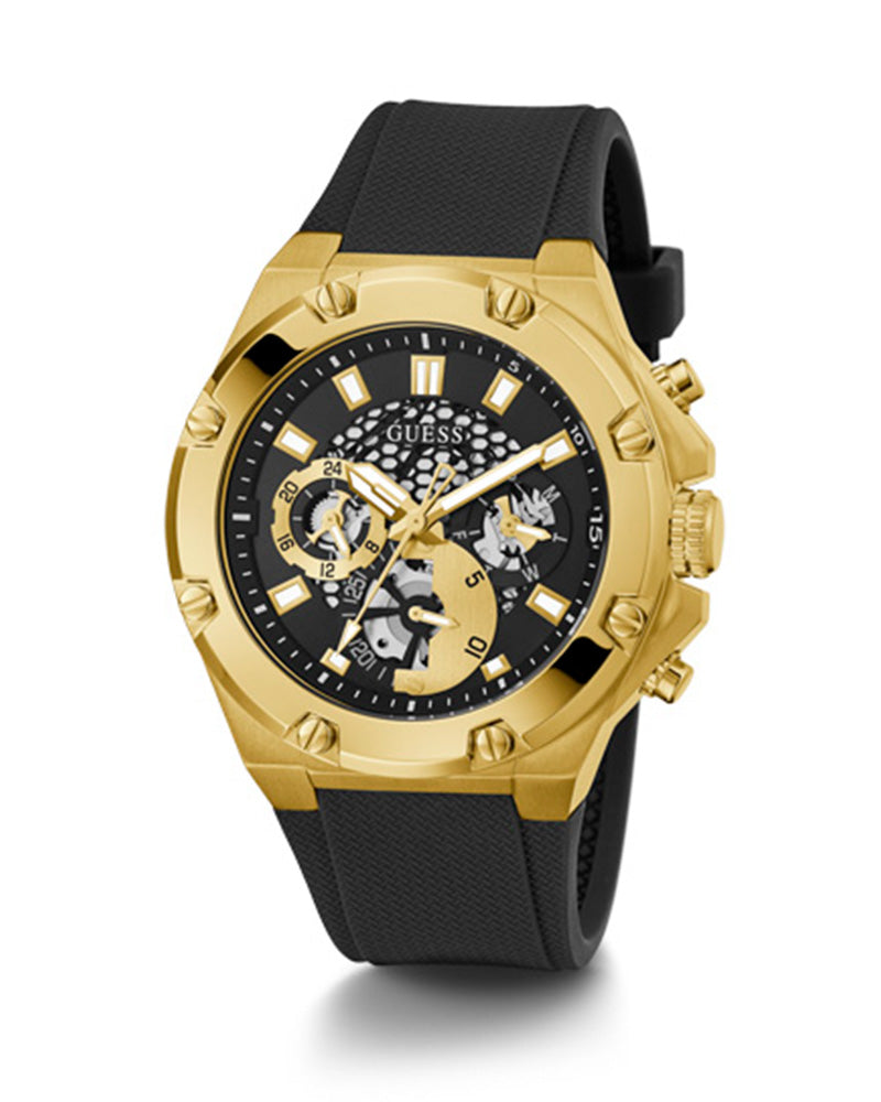  Shop Authentic Guess Third Gear Multifunction Black Dial Black Rubber Strap Watch for Men - GW0334G2 - Luxxuri