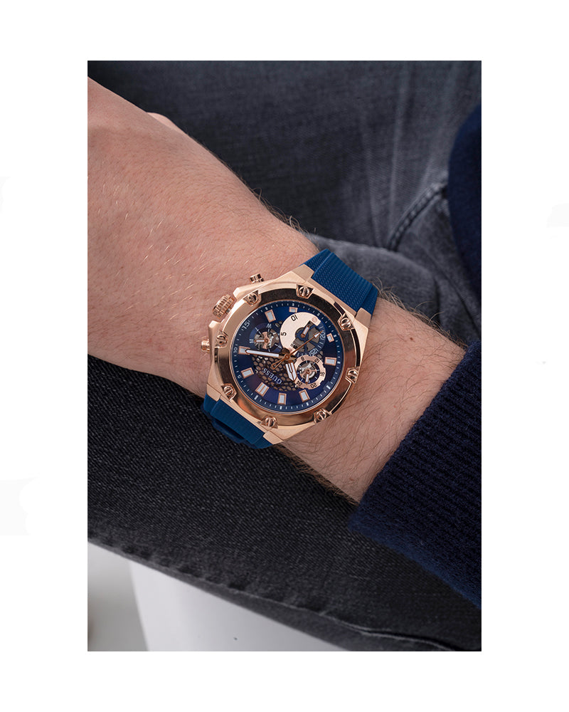  Shop Authentic Guess Third Gear Analog Blue Dial Blue Rubber Strap Watch for Men - GW0334G3 - Luxxuri