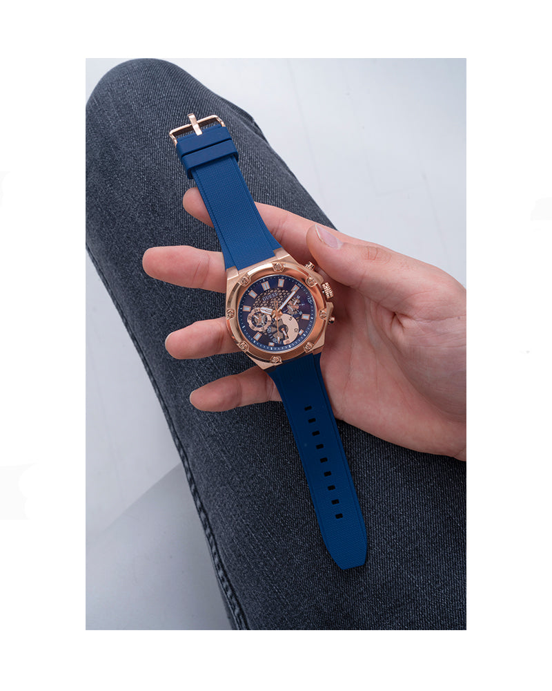  Shop Authentic Guess Third Gear Analog Blue Dial Blue Rubber Strap Watch for Men - GW0334G3 - Luxxuri