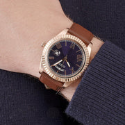  Shop Authentic Guess Connoisseur Blue Dial Brown Leather Strap Watch For Men - GW0353G2 - Luxxuri