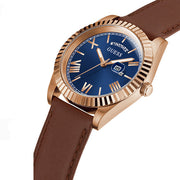  Shop Authentic Guess Connoisseur Blue Dial Brown Leather Strap Watch For Men - GW0353G2 - Luxxuri