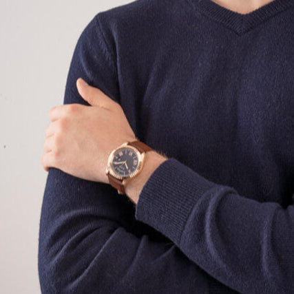  Shop Authentic Guess Connoisseur Blue Dial Brown Leather Strap Watch For Men - GW0353G2 - Luxxuri